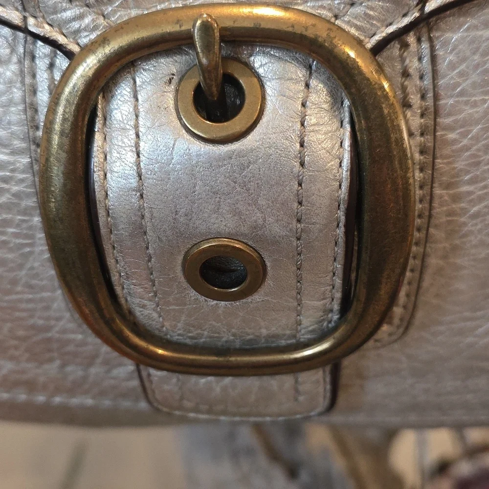 Coach Bleecker Pewter/Silver Metallic Featuring Tattersall Lining
